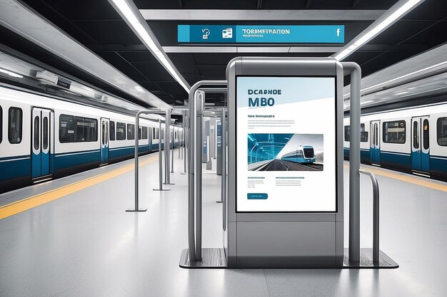 Mockup del pannello digitale dei trasporti pubblici con spazio bianco vuoto per contenuti promozionali