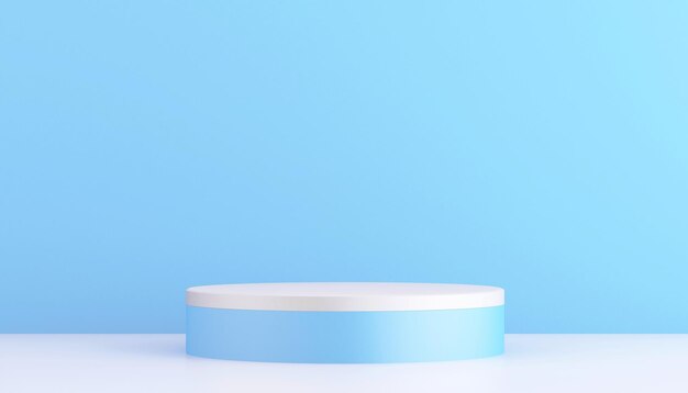 Mockup del podio del prodotto blu e bianco 3d con rendering 3d di sfondo astratto minimo