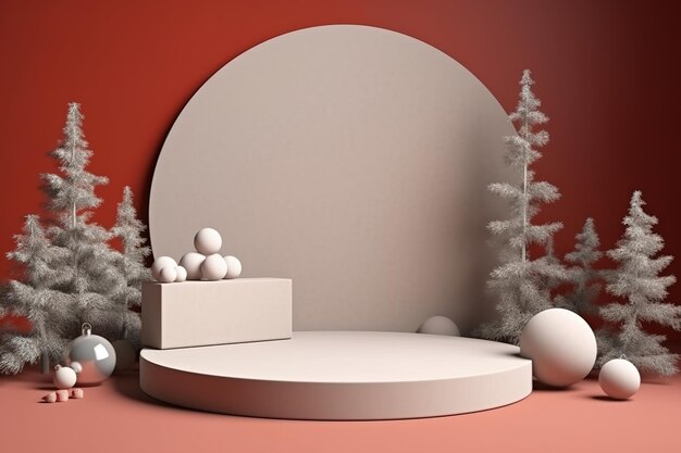 Mockup del podio di Natale invernale