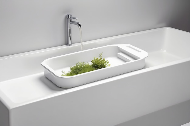 Mockup del vassoio della vasca da bagno Spazio bianco vuoto per il tuo design