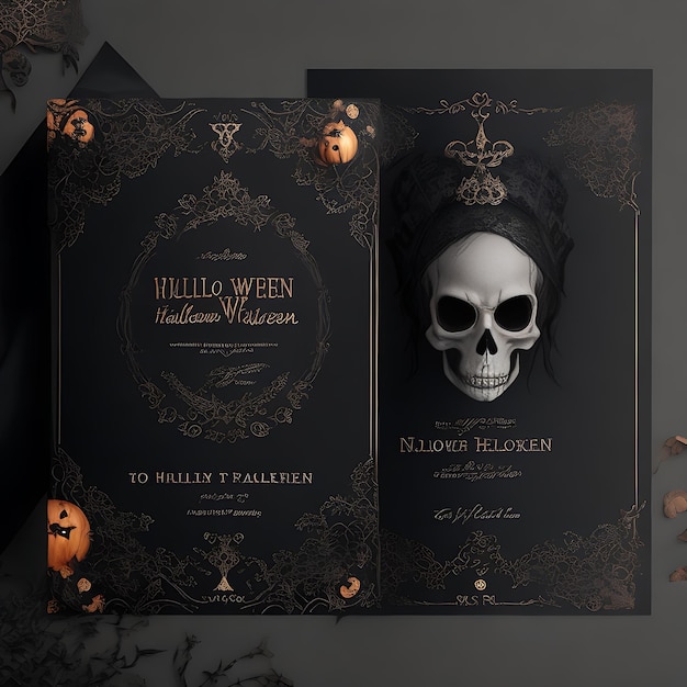 Mockup dell'invito gotico di Halloween su sfondo nero