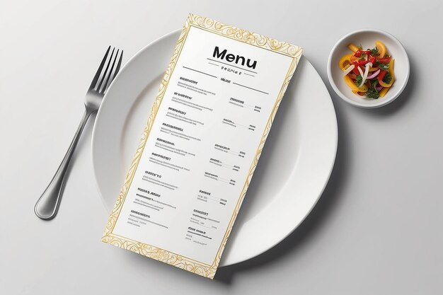 Mockup della scheda di menu