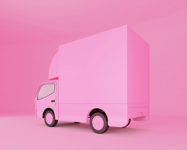 Mockup di auto furgone rosa. rendering 3d