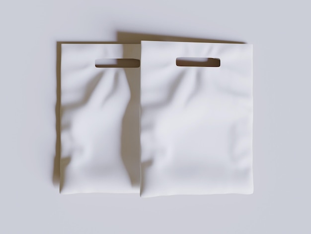 Mockup di borsa di carta per imballaggi di panetteria 3D renderizzato su sfondo grigio