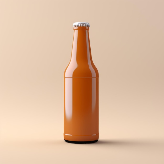 Mockup di bottiglia di birra in stile terracotta con copertura in schiuma