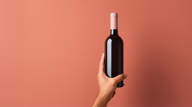 mockup di bottiglia di vino con sfondo sfumato