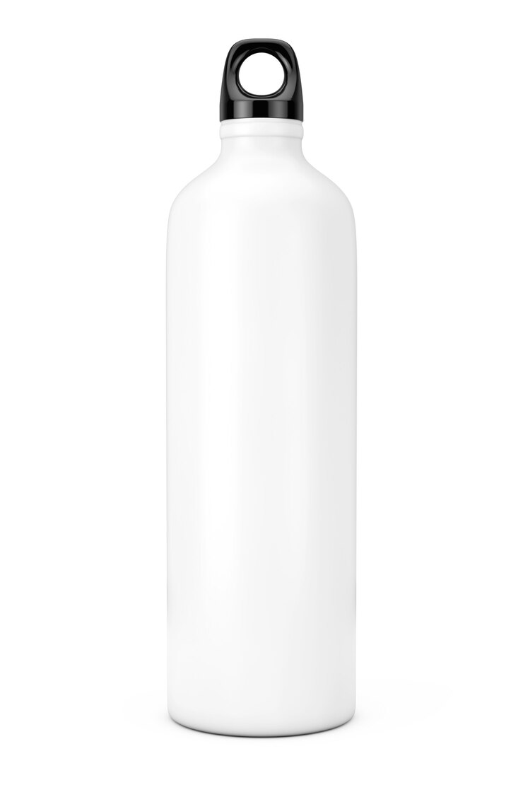 Foto mockup di bottiglia per sport acquatici in bicicletta in alluminio bianco su sfondo bianco. rendering 3d