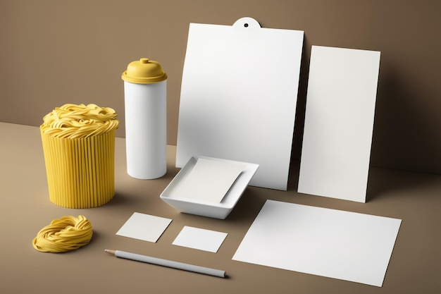 Mockup di branding e packaging della pasta italiana generazione AI