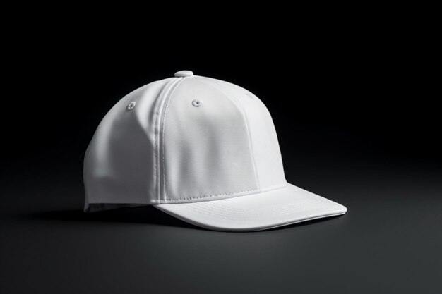 Mockup di cappellino snapback bianco su sfondo scuro