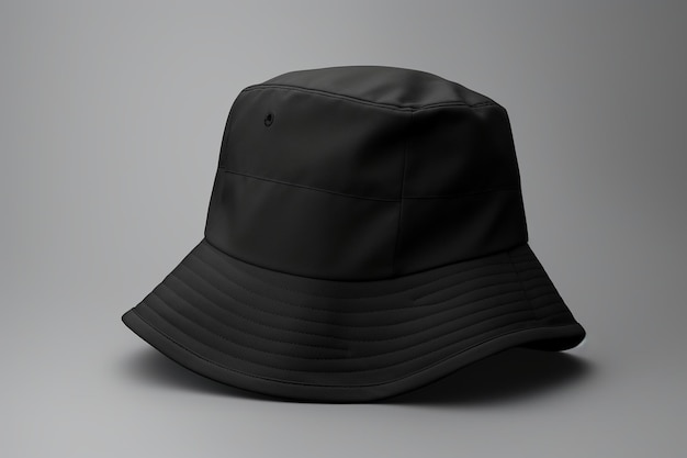 Mockup di cappello a secchiello nero vuoto senza gravità
