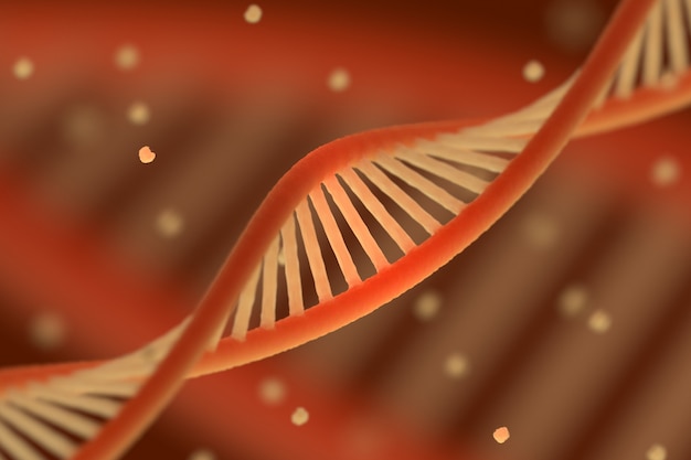 Mockup di catena del DNA, colorato in rosso