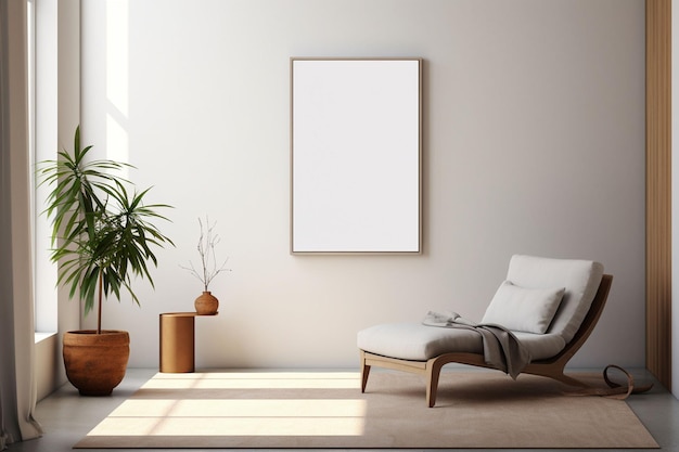 Mockup di cornice di poster minimalista per interni creato con AI generativa