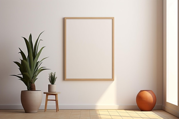 Mockup di cornice di poster minimalista per interni creato con AI generativa