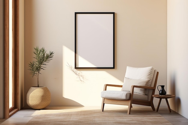 Mockup di cornice di poster minimalista per interni creato con AI generativa