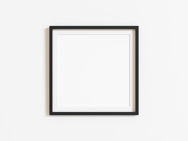 Mockup di cornice quadrata nera sull'illustrazione 3d della parete bianca