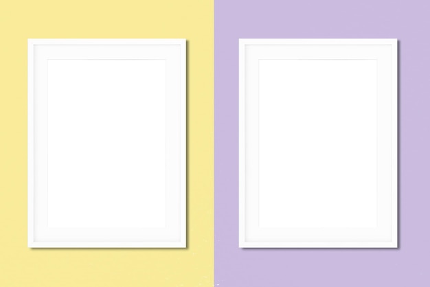 Mockup di cornice su sfondo giallo-lilla