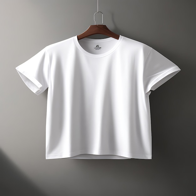 Mockup di design di maglietta bianca e sfondo grigio Mockup di maglietta bianca su gruccia