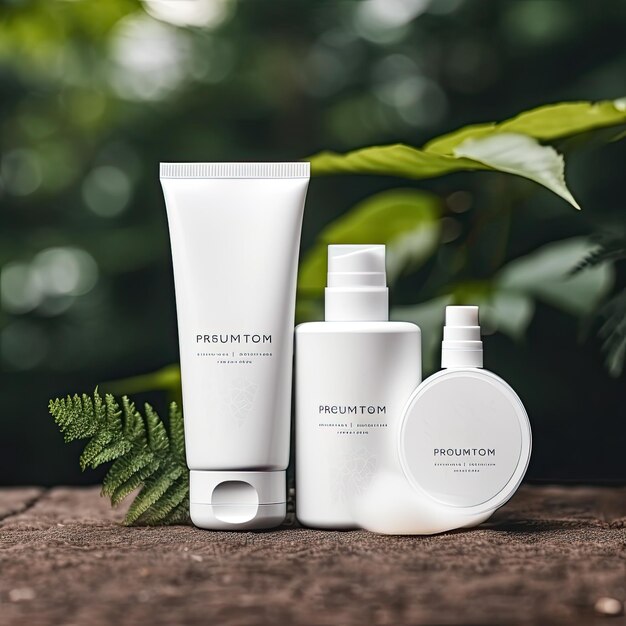 Mockup di imballaggio bianco per prodotti cosmetici