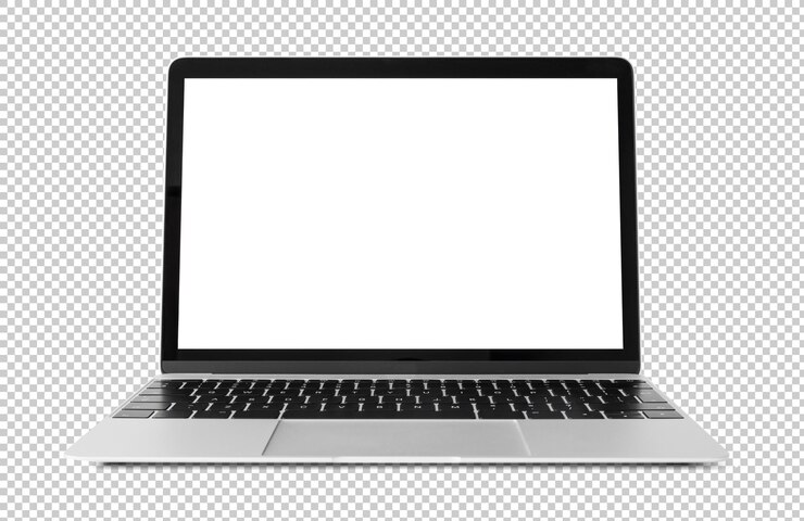 Mockup di laptop con schermo bianco vuoto Sfondo trasparente