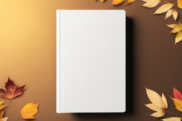 Mockup di libro bianco bianco autunno sfondo pubblicità foto