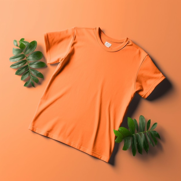 Mockup di maglietta arancione su sfondo semplice e dinamico Set di mockup di camicia Mockup di maglietta arancione sul davanti