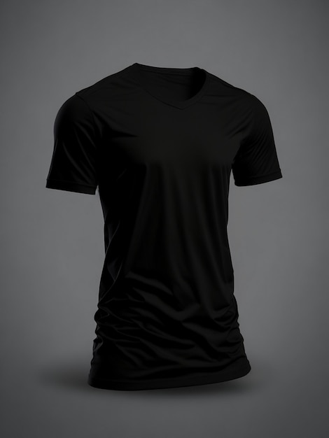 Mockup di maglietta nera con vista frontale con sfondo bianco
