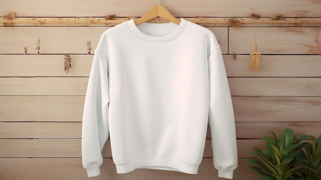 Mockup di maglione Gildan 1800 bianco pulito sul gancio