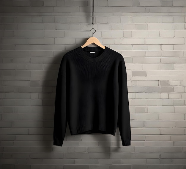 Mockup di maglione nero con sfondo in mattoni ai generato