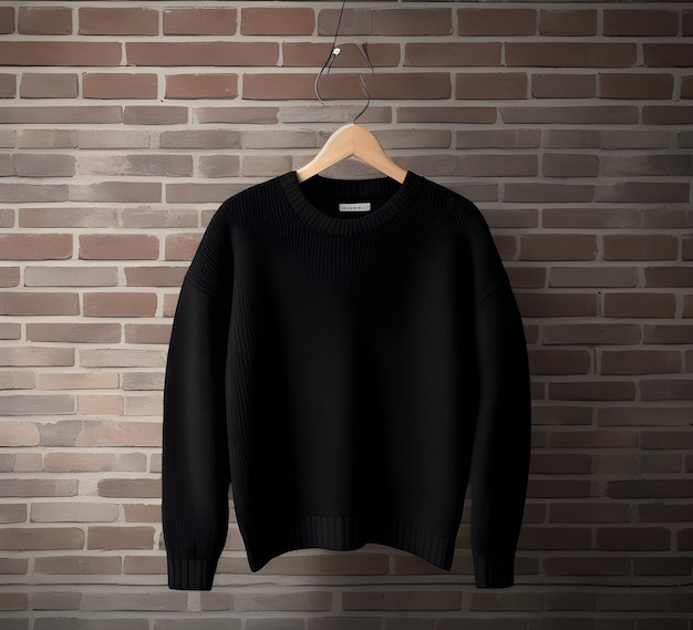 Mockup di maglione nero con sfondo in mattoni ai generato