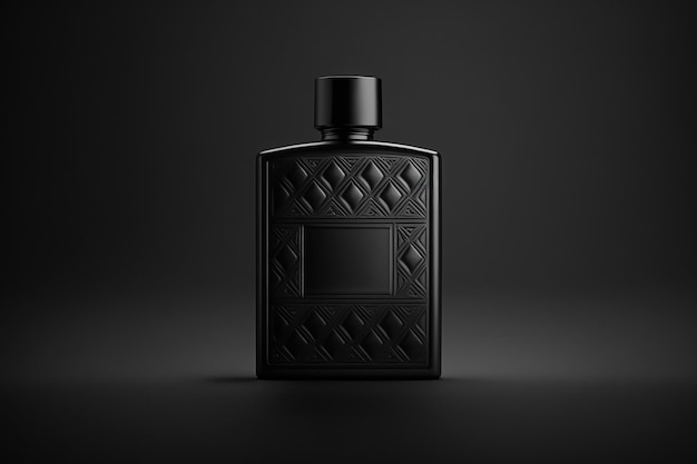 Mockup di mockup di bottiglia di profumo di profumo nero sullo sfondo isolato AI generato