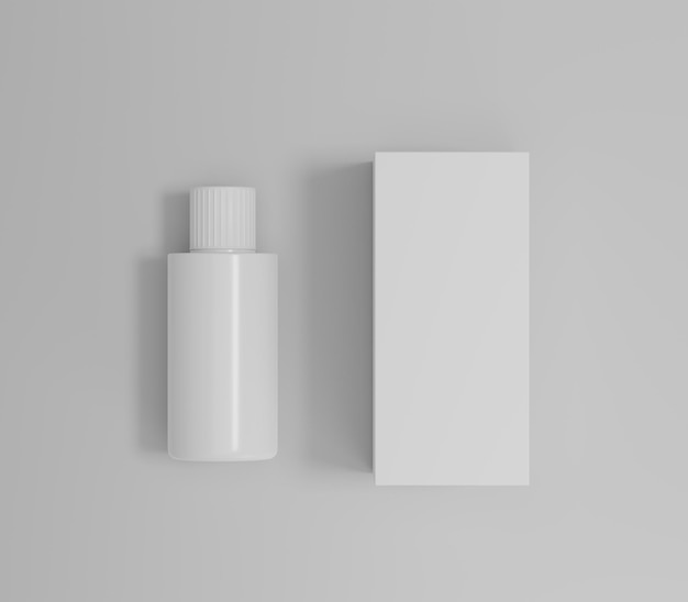 Mockup di packaging cosmetico bianco vuoto, contenitore di plastica su sfondo vuoto, rendering 3d, illus 3d