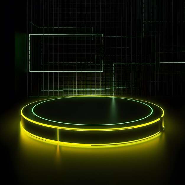 Mockup di podio 3d con effetto neon prodotto minimalista generativo ai