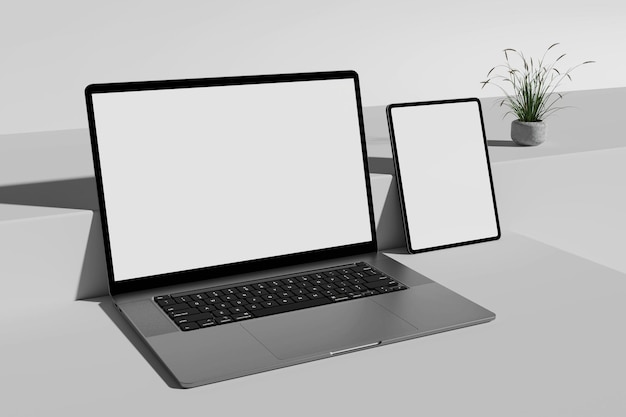 Mockup di portatile e tablet