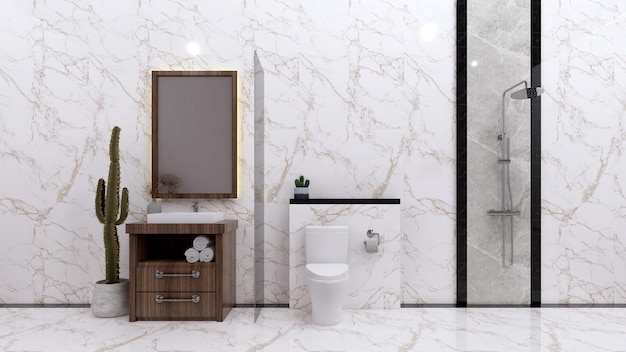 Mockup di rendering 3d sull'interno del bagno