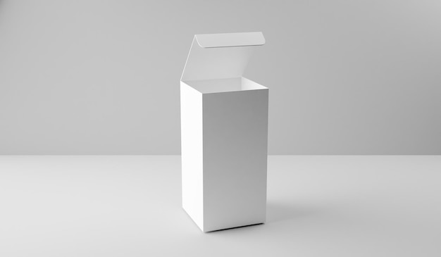 Mockup di scatola bianca vuota su sfondo bianco rendering 3D