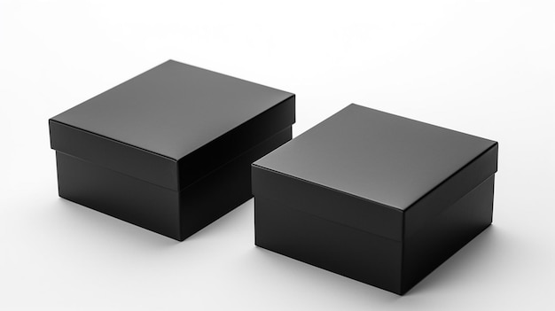 Mockup di scatola nera isolato su sfondo bianco IA generativa