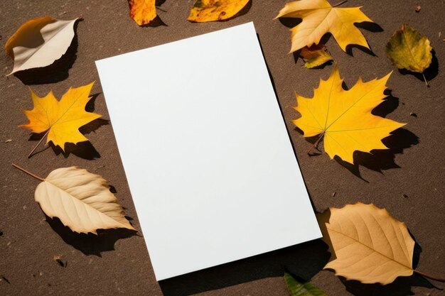 Mockup di sfondo autunno carta bianca vuota