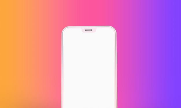 Mockup di smartphone con schermo bianco vuoto e sfondo luminoso d rendering