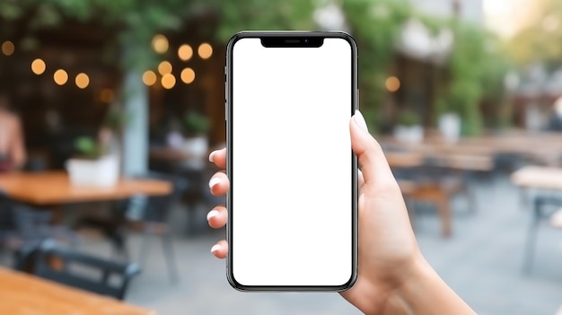 Mockup di smartphone in mano femminile
