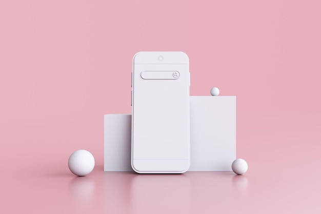 Mockup di smartphone minimo 3D su sfondo isolato Barra del motore di ricerca su Smartphone 3d rendering