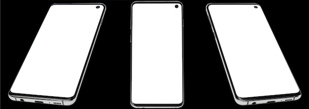 Mockup di smartphone realistico. Telaio del telefono cellulare con display bianco vuoto, modelli isolati