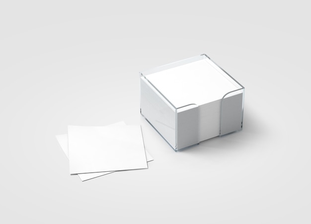 Mockup di supporto in plastica per blocco note adesivo bianco vuoto