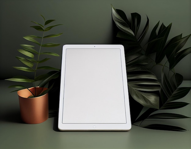 Mockup di tablet iPad vuoto minimalista creato con intelligenza artificiale generativa