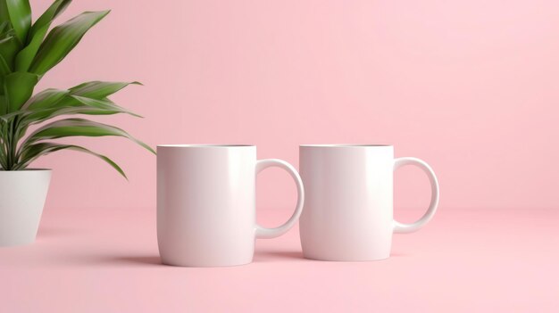 Mockup di tazza bianca di coppia con sfondo pulito