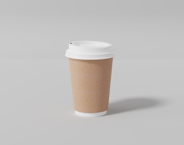 Mockup di tazza da caffè in carta kraft con coperchio Confezione rotonda realistica