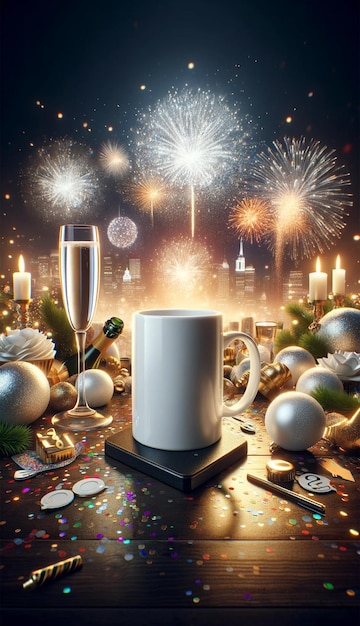 Mockup di tazza per la vigilia di Capodanno Eleganza festiva