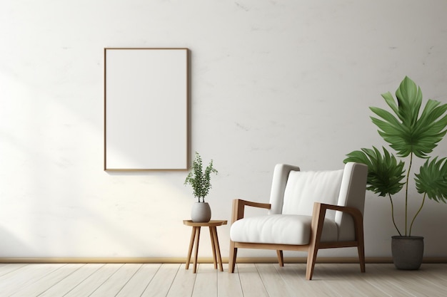 Mockup di tela per interni minimalista creato con intelligenza artificiale generativa