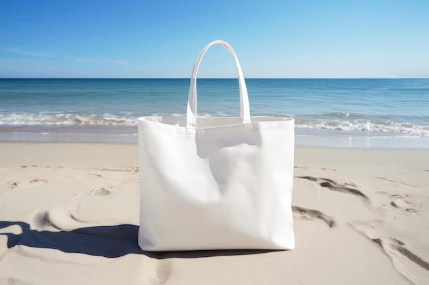 Mockup Di Tote Bag Bianco Vuoto Sulla Spiaggia