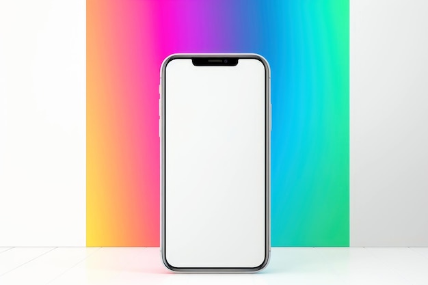 Mockup di un bellissimo smartphone mobile con sfondo multicolore Generative AI
