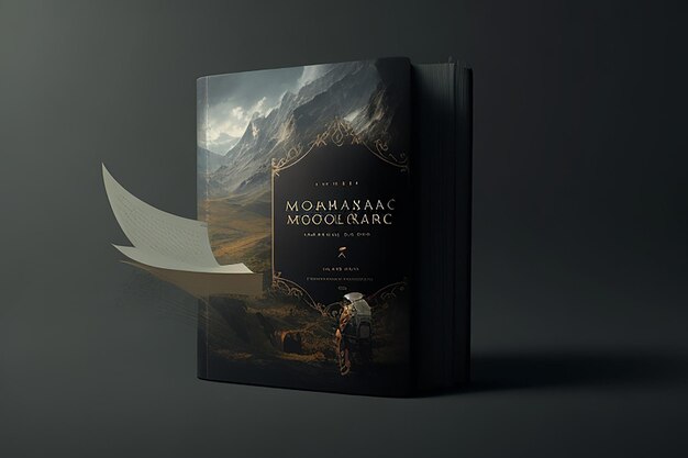 mockup di un libro mezzo aperto in piedi su uno sfondo chiaro